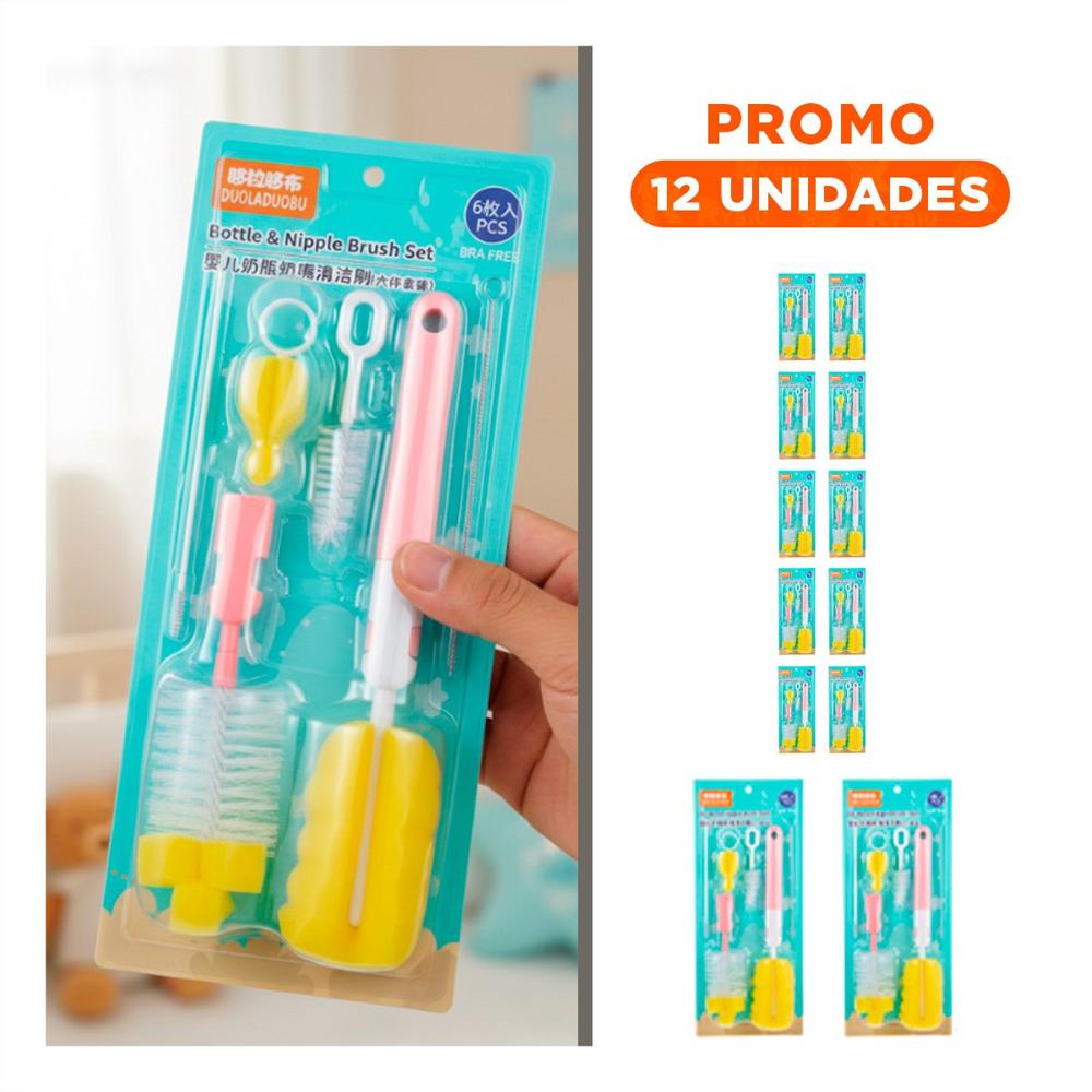 Pack12 Articulo para Biberones que Facilita Limpieza 6pzs Base Rosado