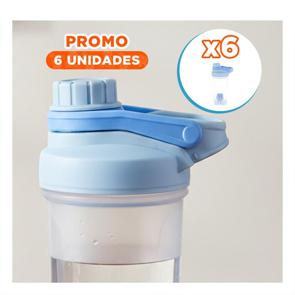 Pack6 Vaso Tomatodo Shaker 500ml Celeste Práctico para Licuados y Batidos