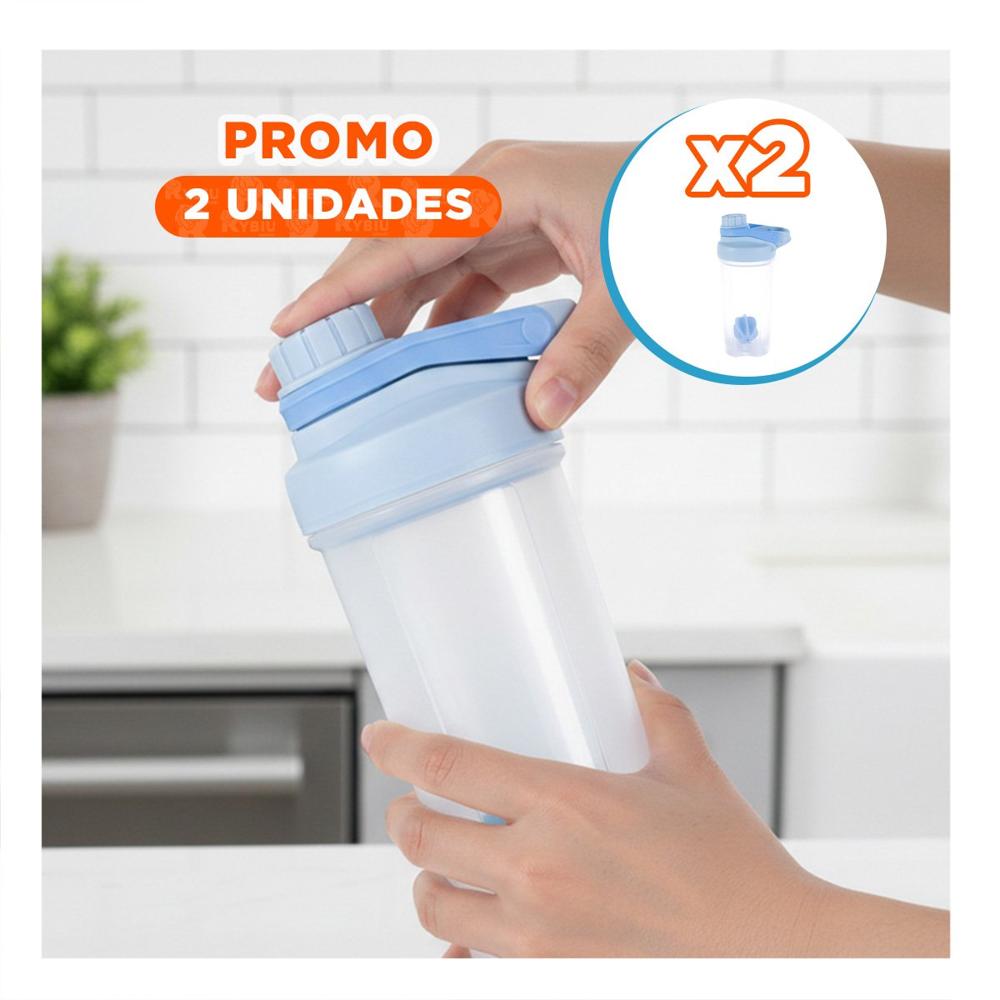 Pack2 Botella Tomatodo Shaker 500ml Celeste para deporte y Gimnasio