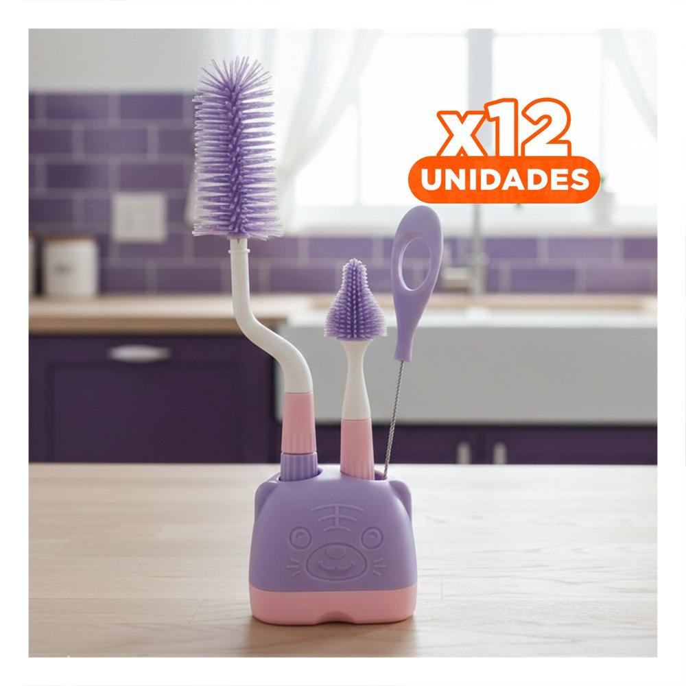 Pack12 Rasqueta que Elimina Restos de Leche 4pzs Base Osito Morado Y Papel Regalo
