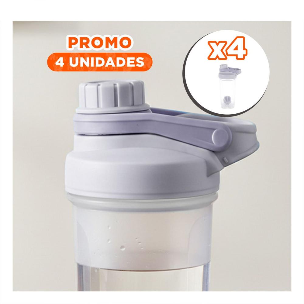 Pack4 Botella Tomatodo Shaker 500ml Plomo Portátil para Licuados y Batidos YRegalo Sticker
