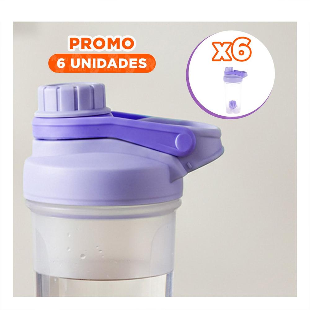 Pack6 Frasco Tomatodo Shaker 500ml Lila para Agua y Bebidas Saludables YPapel Regalo