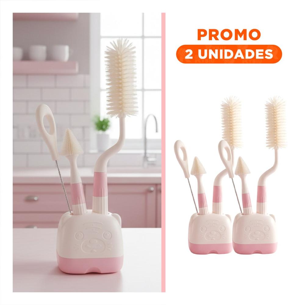 Pack2 Raspador de Limpieza Profunda 4pzs Base Osito Rosado Y Regalo Sticker