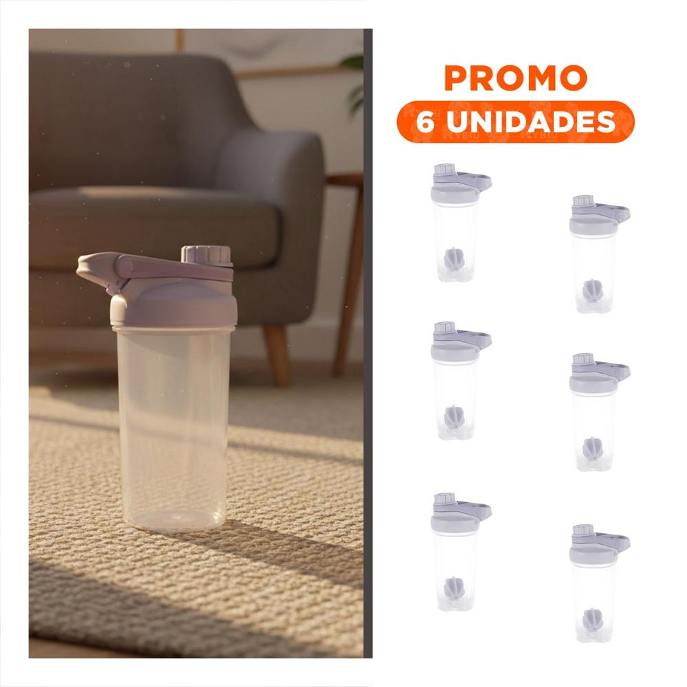Pack6 Envase Tomatodo Shaker 500ml Plomo Portátil para Gym y Actividad Física YRegalo Sticker