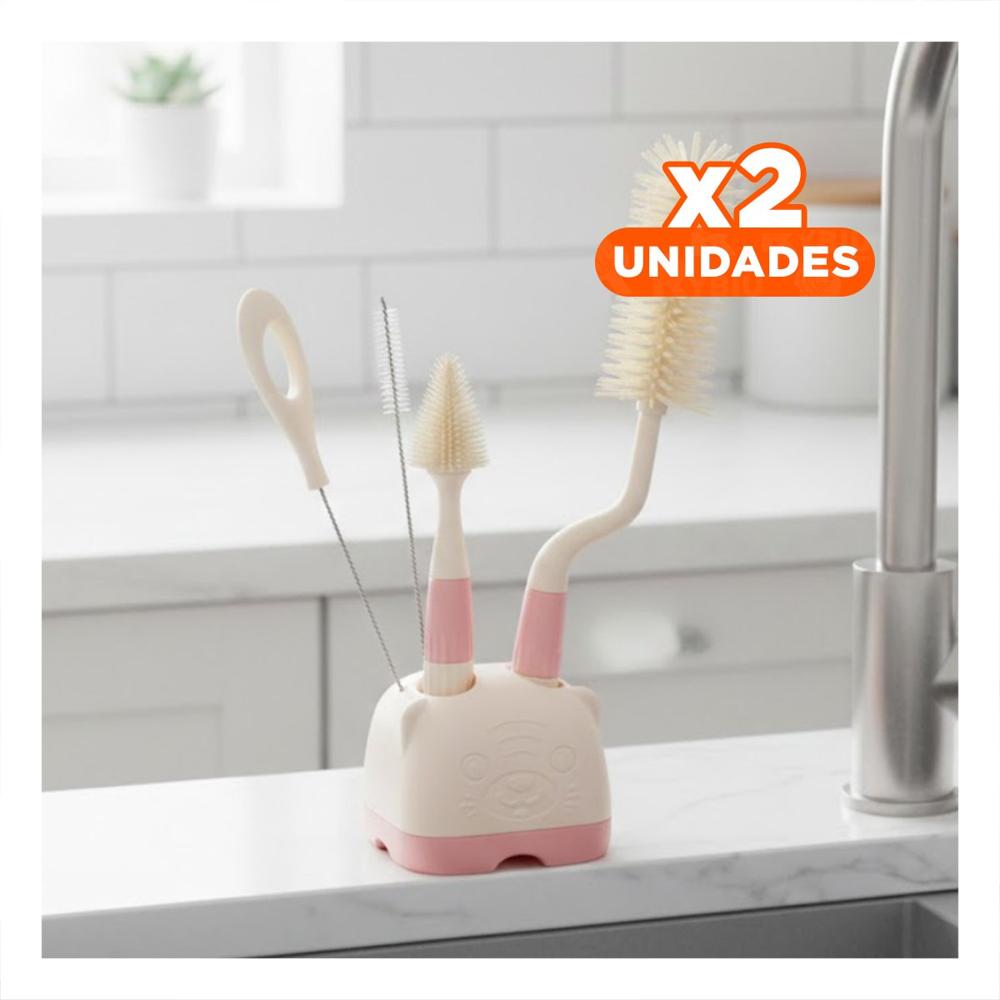 Pack2 Raspador que Elimina Residuos de Forma Rapida 4pzs Base Osito Rosado