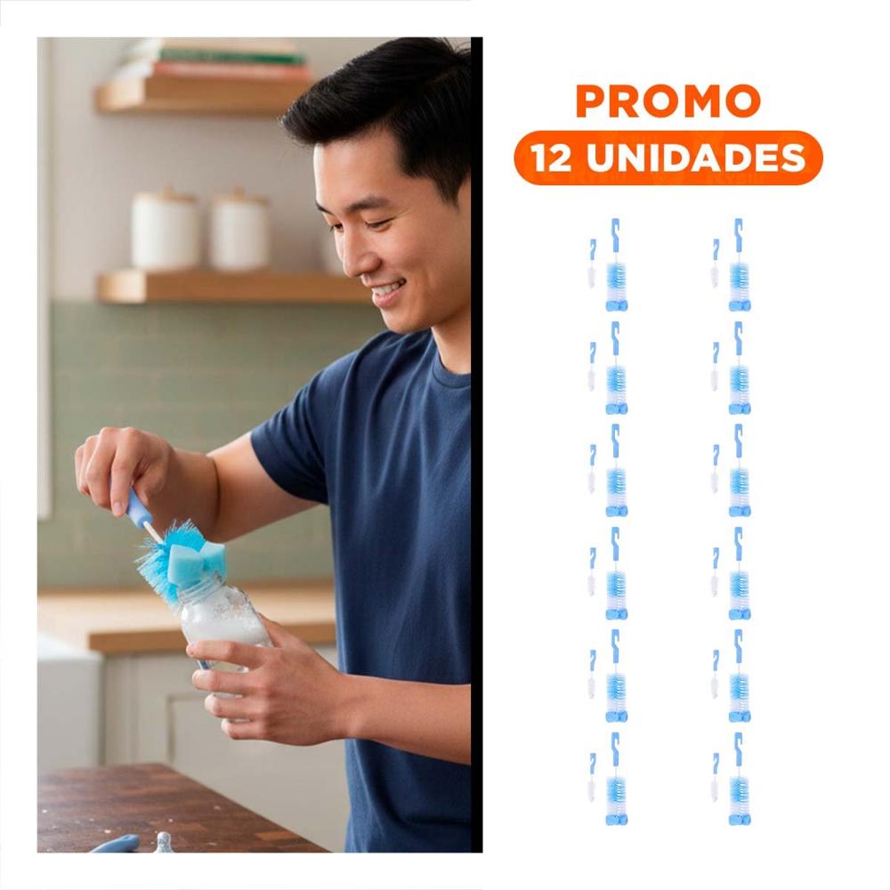Pack12 Pincel Infantil para Higiene Rapida y Facil 2pzs Base Celeste