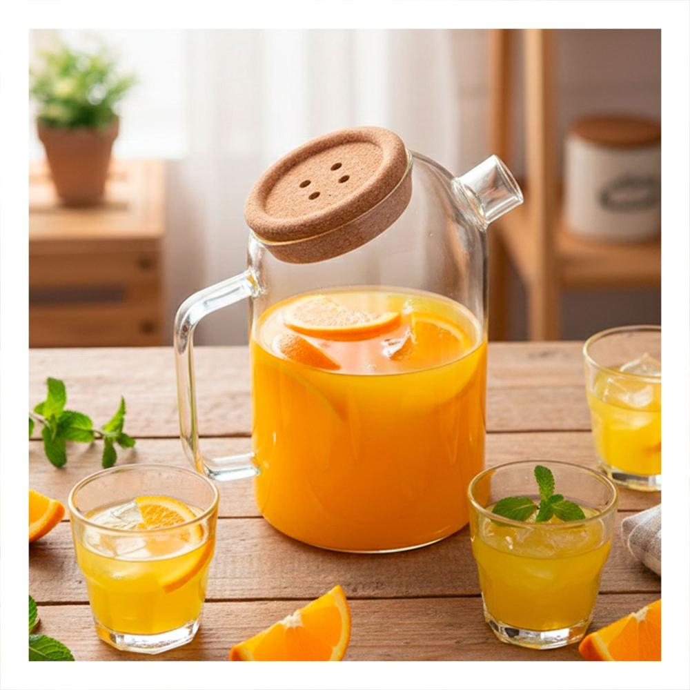Jarra Multiuso para Agua Jugos e Infusiones con Estilo Transparente Y notas
