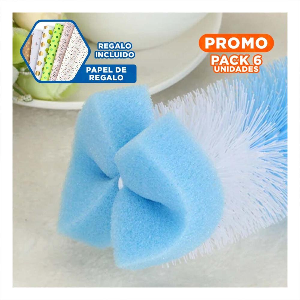 Pack6 Pincel con Base que Organiza y Protege Accesorios 2pzs Base Celeste Y Regalo Sticker