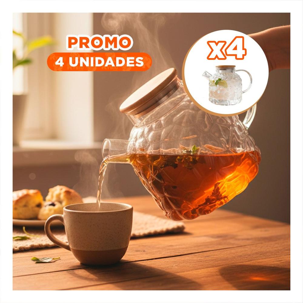 Pack4 Recipientede Borosilicato para Agua Jugos e Infusiones Transparente YPapel Regalo