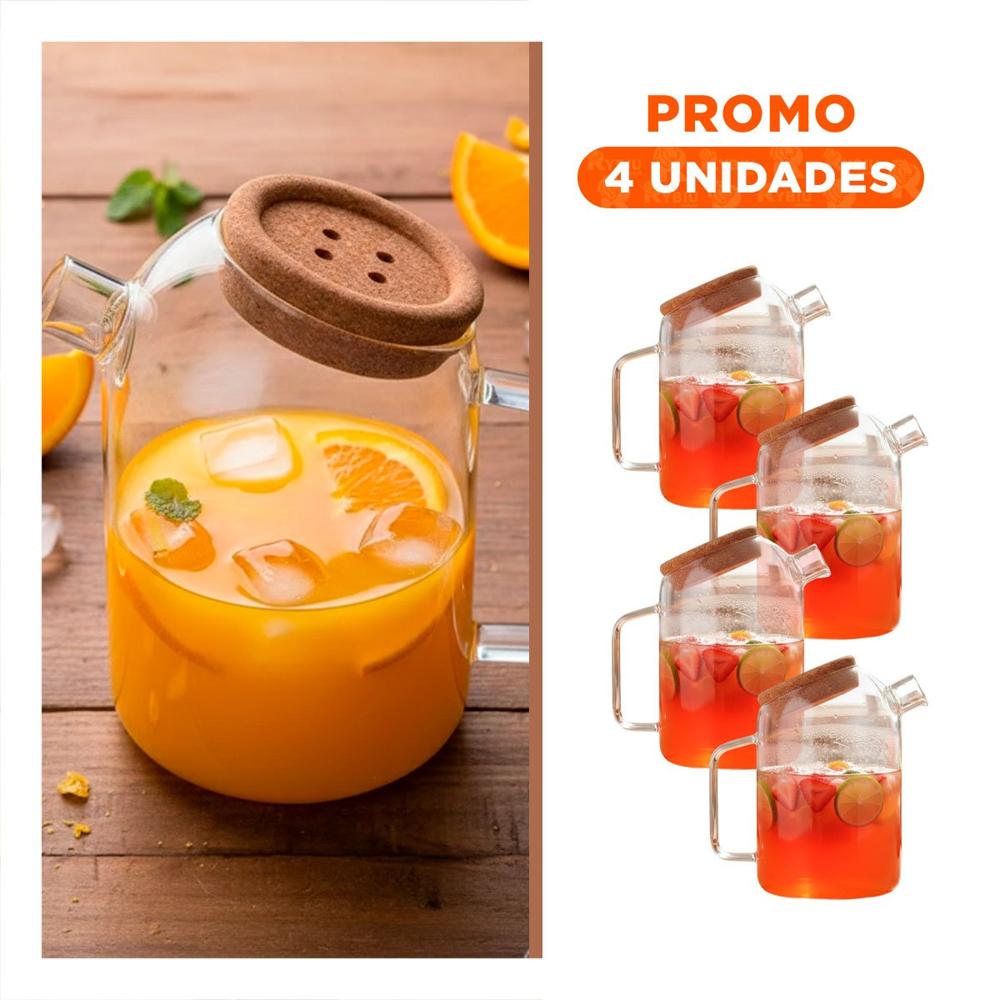 Pack4 Envase Elegante de Uso Diario con Tapa de Corcho Transparente
