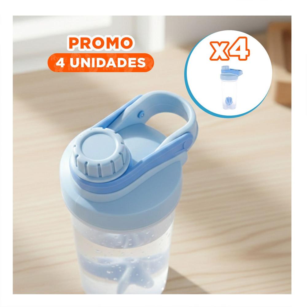 Pack4 Bidón Tomatodo Shaker 500ml Celeste para Agua y Batidos Nutritivos YPapel Regalo