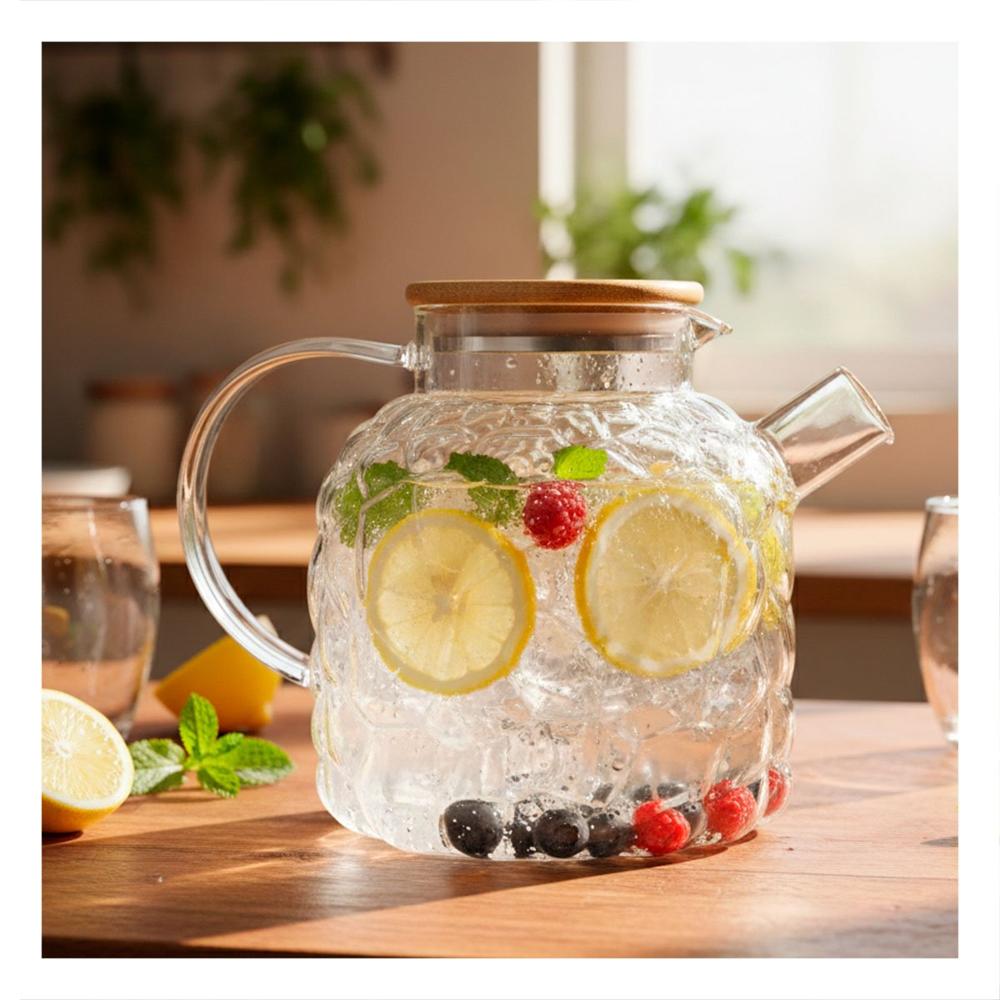 Jarra Elegante de Borosilicato para Servir Jugos en Cocina y Mesa Transparente YPapel Regalo