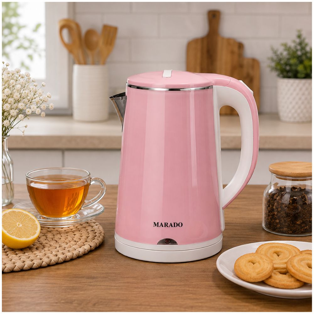 Hervidor Eléctrico para Agua Automático MA-2323 de 2 Litros 1500W con Base 360 grados Rosado