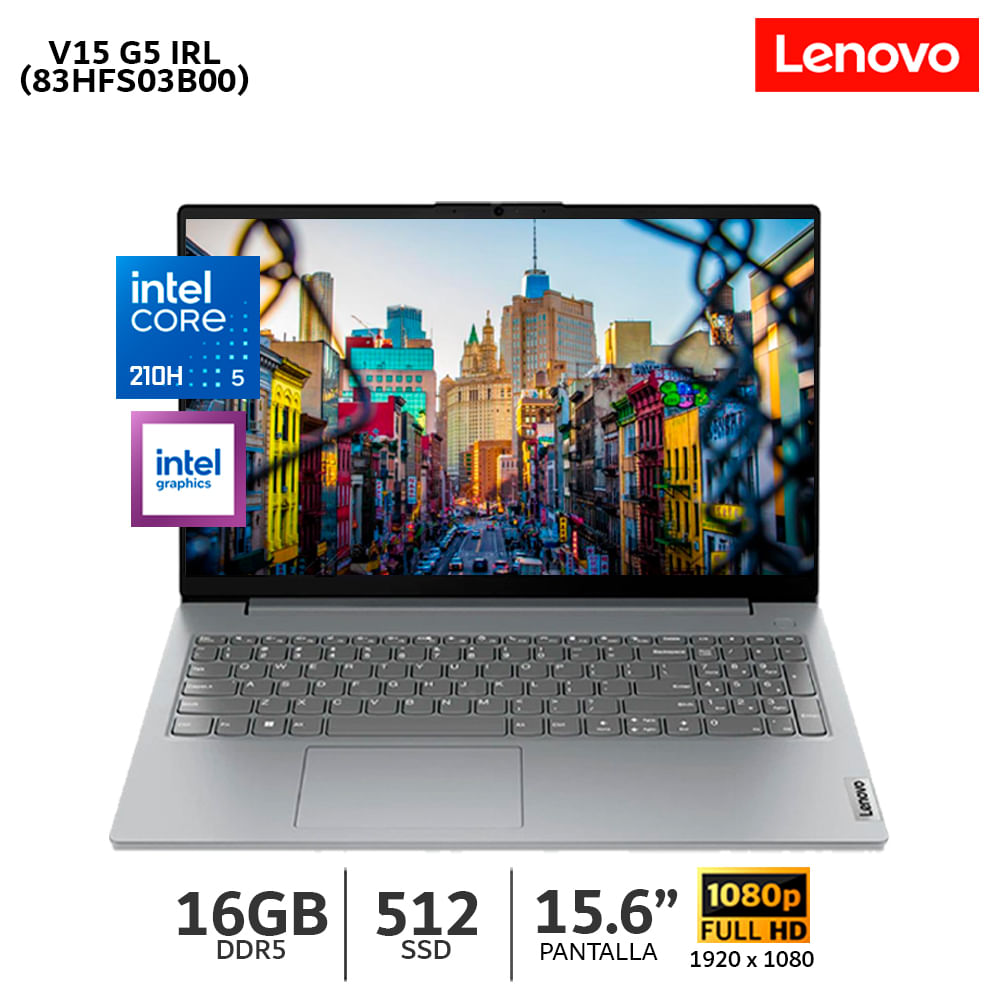 Laptop Lenovo V15 G5 IRL Intel Core 5 210H 16Gb Ram 512Gb SSD 15.6 LCD LED FHD  83HFS03B00