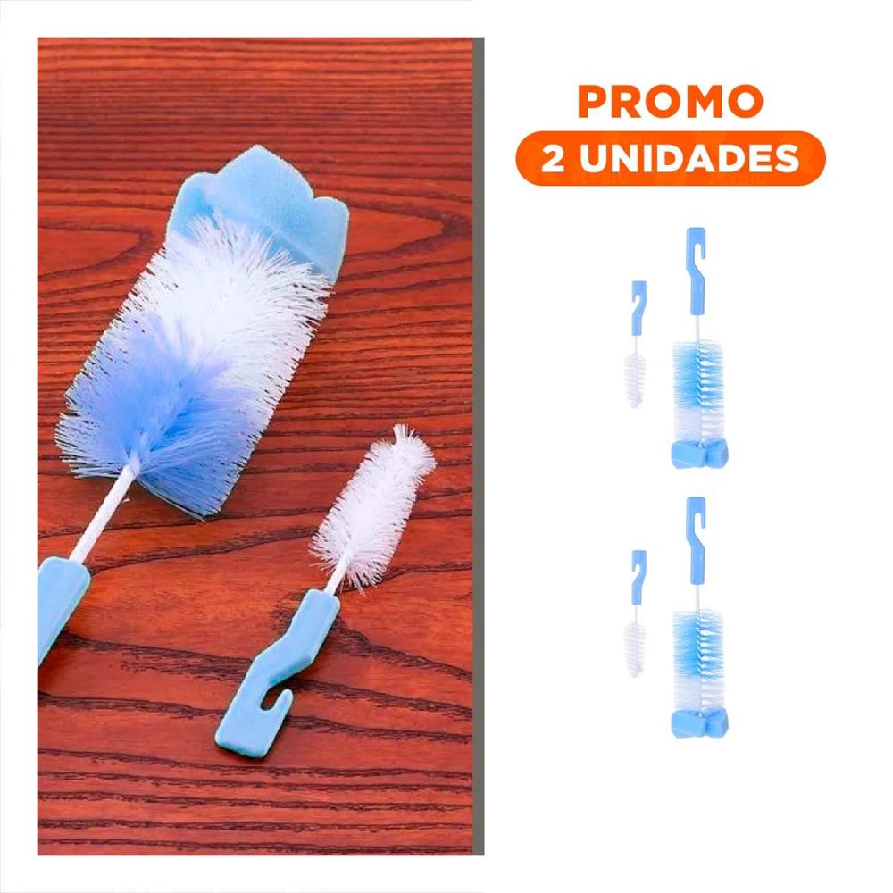 Pack2 Brocha con Mango que Facilita Organizacion y Limpieza 2pzs Base Celeste Y Regalo Sticker