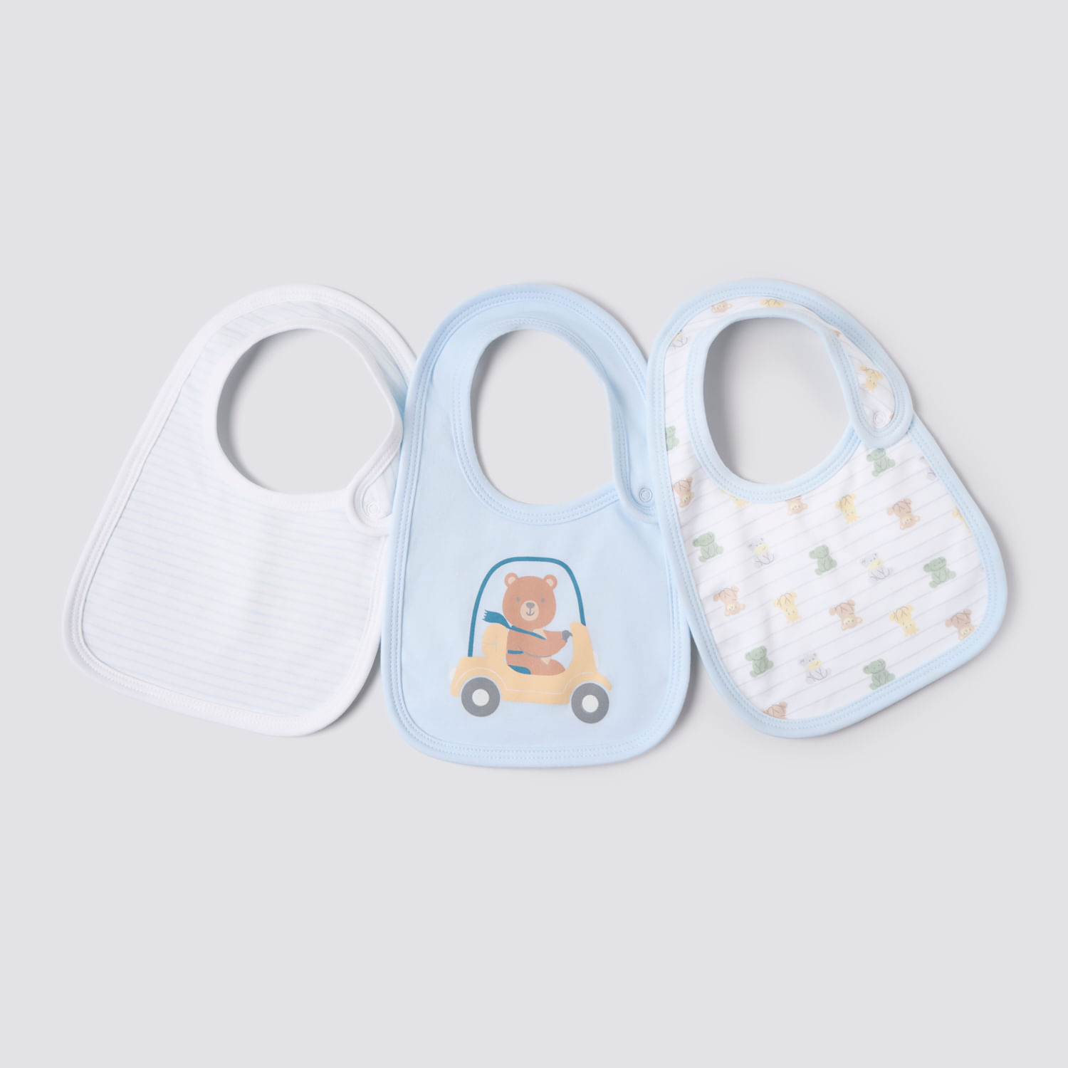Babero Recién Nacido Pack X3 Baby Circus Celeste Talla única
