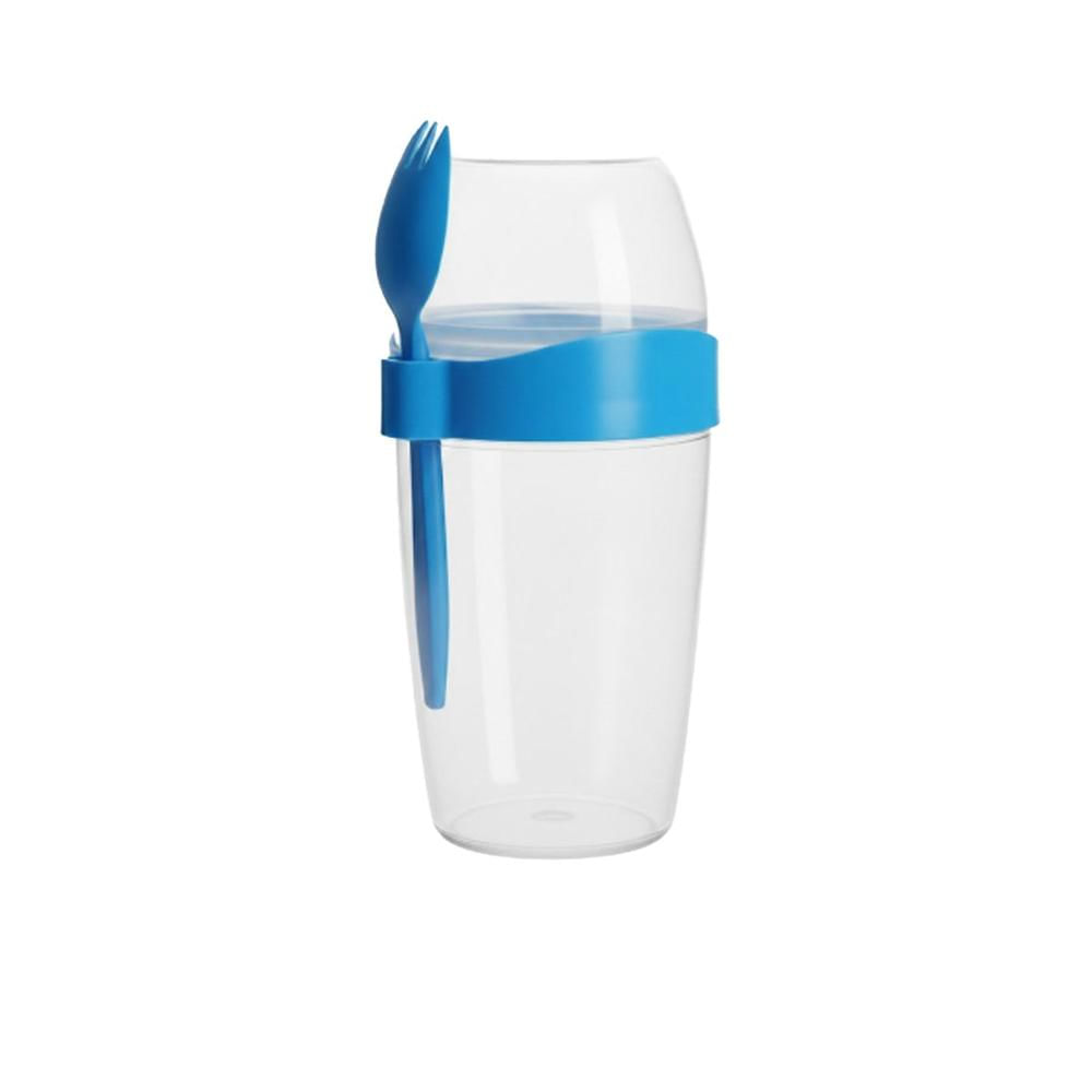 Recipiente para Yogurt 2 en 1 con Cubierto Grande Azul para Uso Diario YRegalo Sticker