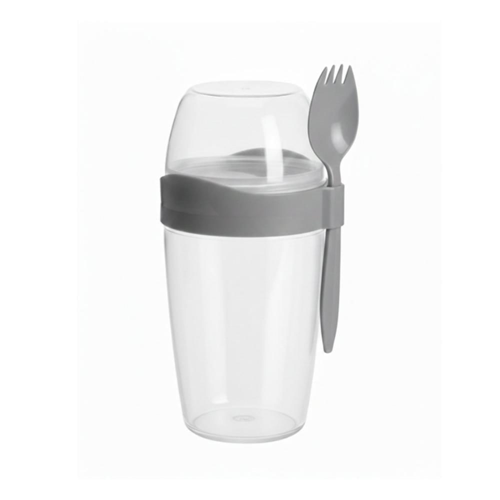 Recipiente para Yogurt 2 en 1 con Cubierto Grande Plomo para Uso Diario YRegalo Sticker