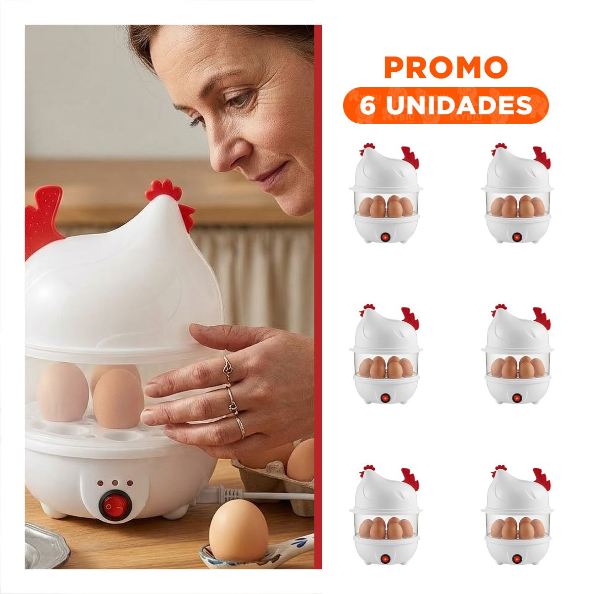 Pack6 Cocina Vapor Portatil de Huevos Blanco con 2 Niveles para Cocina Facil YPapel Regalo