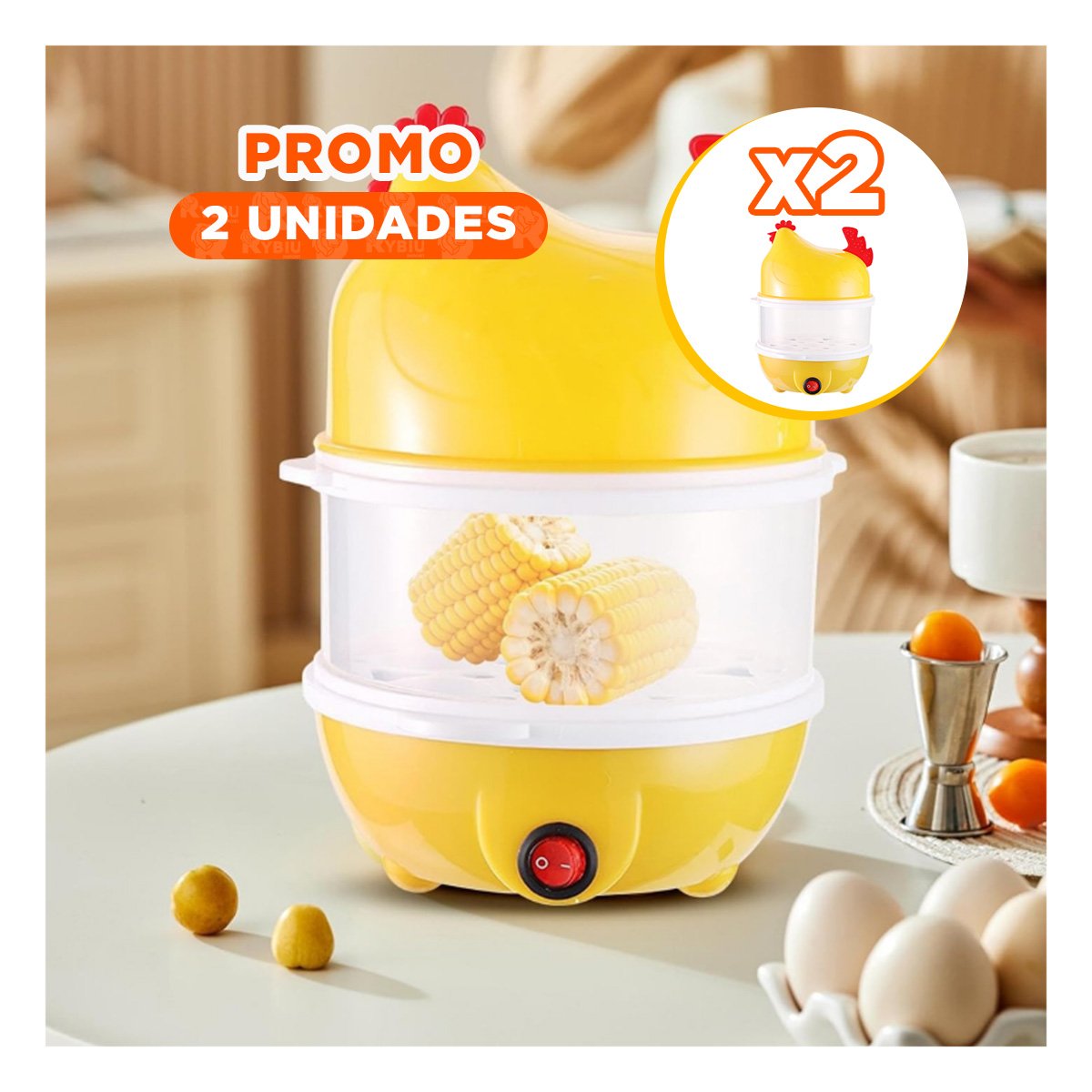 Pack2 Equipo Practico para Huevos Dos Niveles Amarillo para Cocina Moderna