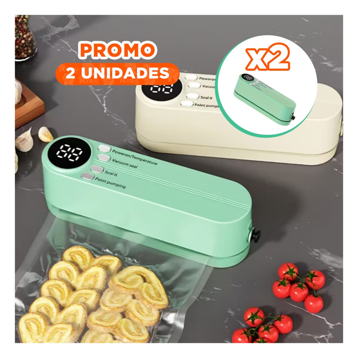 Pack2 Equipo Seguro de  al Vacio Verde para Uso Diario en Cocina