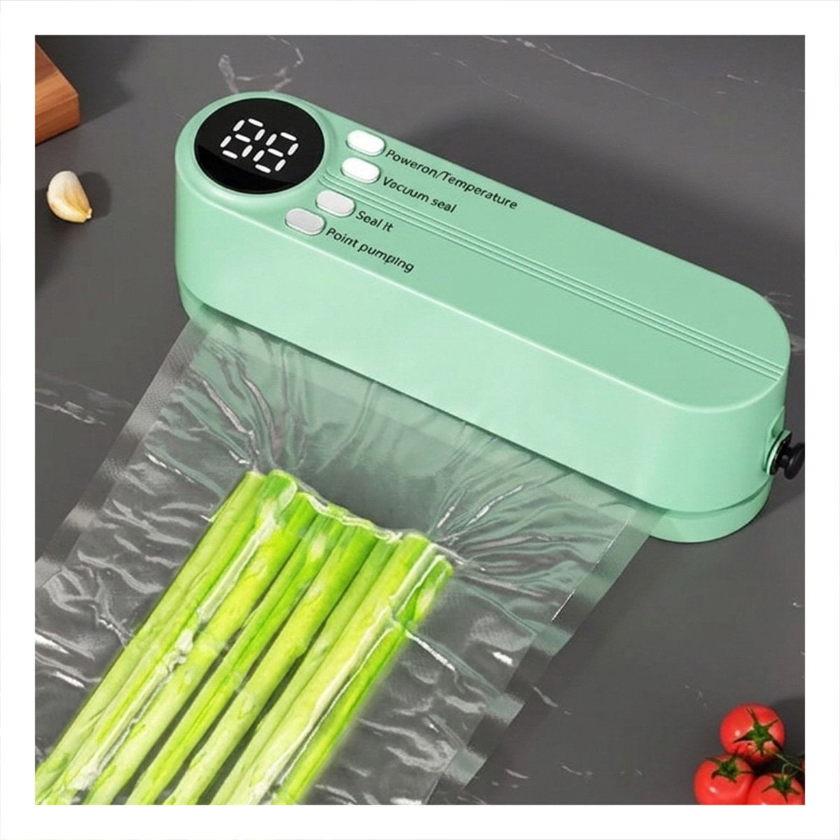 Compresor de Bolsas al Vacio Portatil Verde para Cocina Hogar y Conservacion