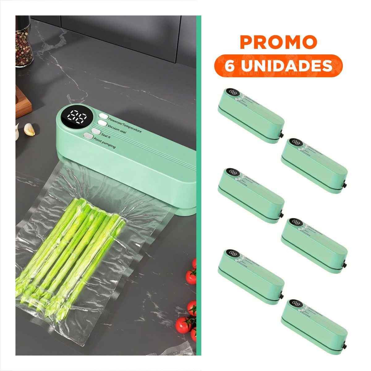 Pack6 Sistema Funcional de  al Vacio Verde para Uso en Hogar YRegalo Sticker