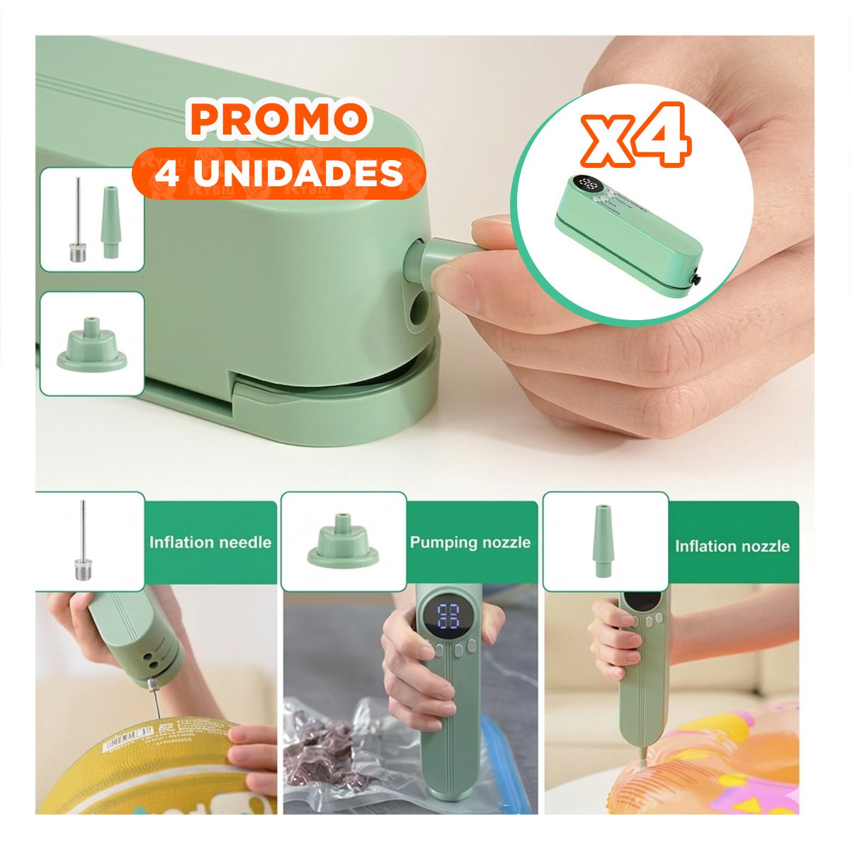 Pack4 Herramienta Rapida de  al Vacio Verde para Uso Diario en Casa YRegalo Sticker