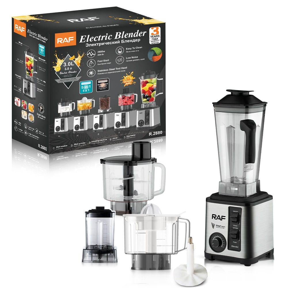 LICUADORA RAF 5 EN 1 TRITURA HIELO 2600 WATTS DE 15 VELOCIDADES.