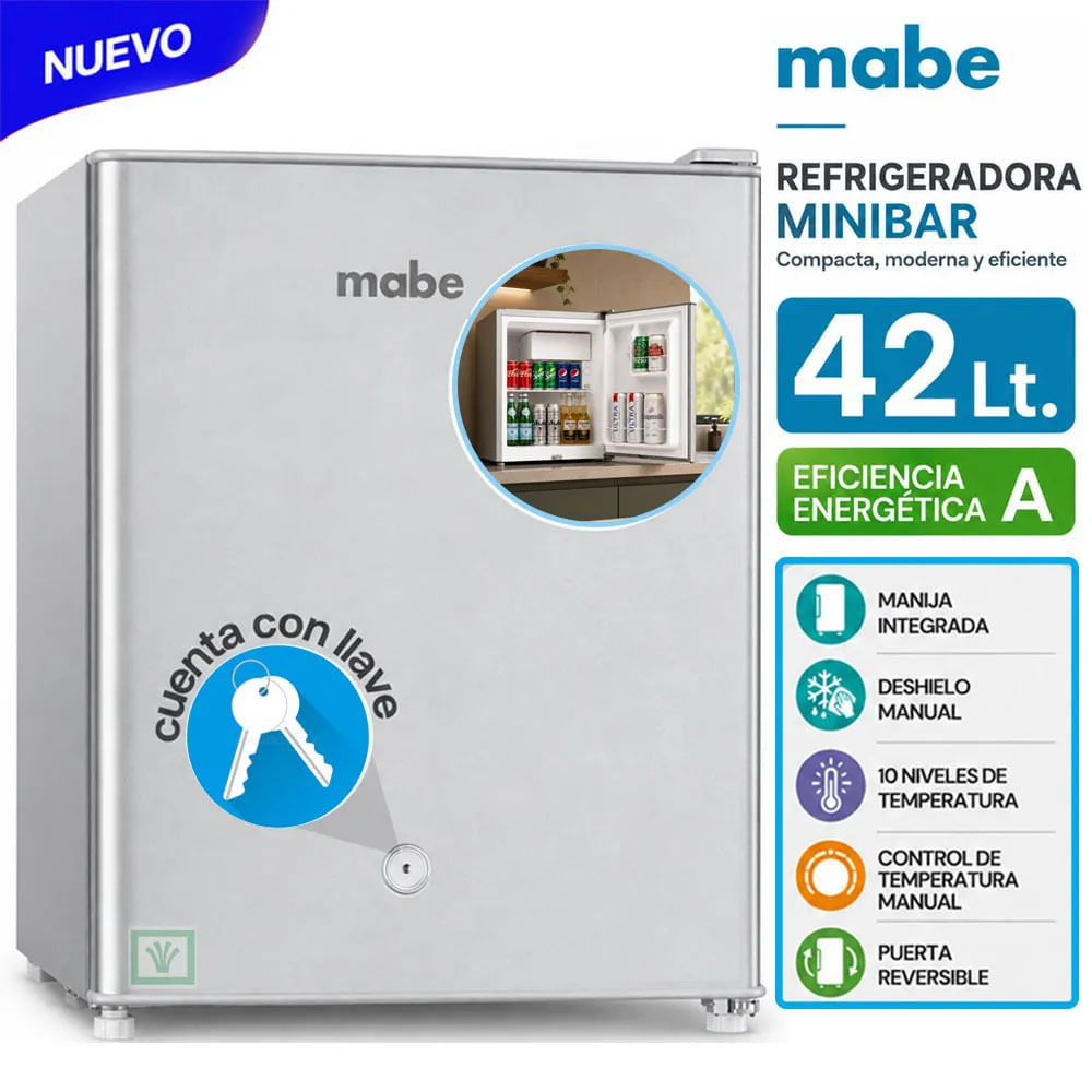 Frigobar 42 L Brutos Inox Mabe RMF02PRX1 Con Llave