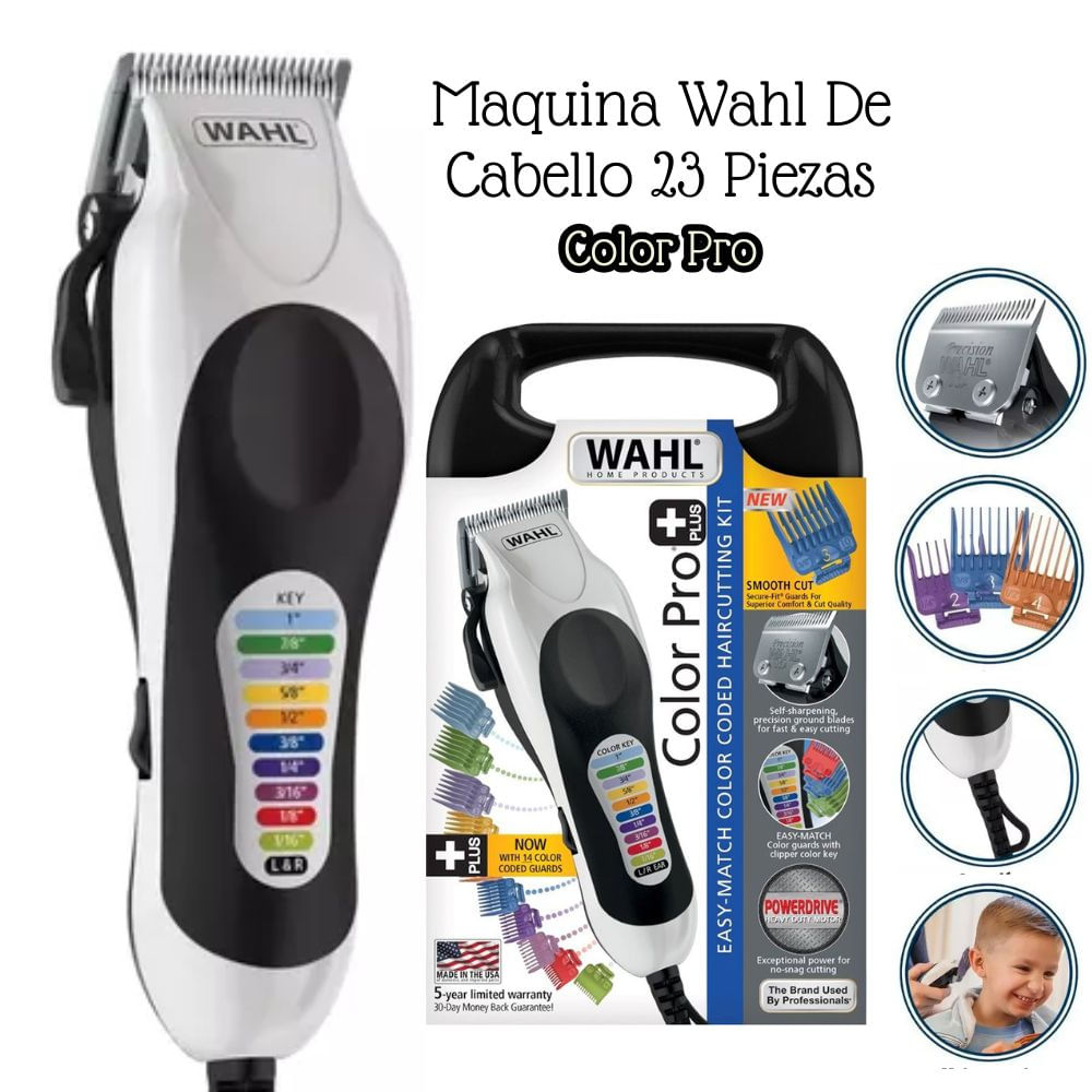 Maquina Wahl De Cortar Cabello Color Pro 23 Pzas..