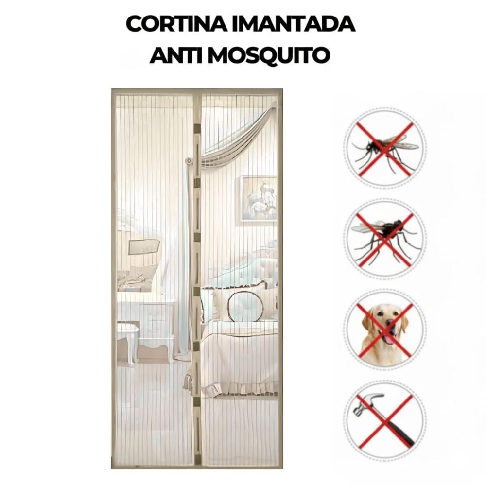 Cortina Malla Imantada Antimosquitos Zancudos Mosquitera 210x100cm Crema