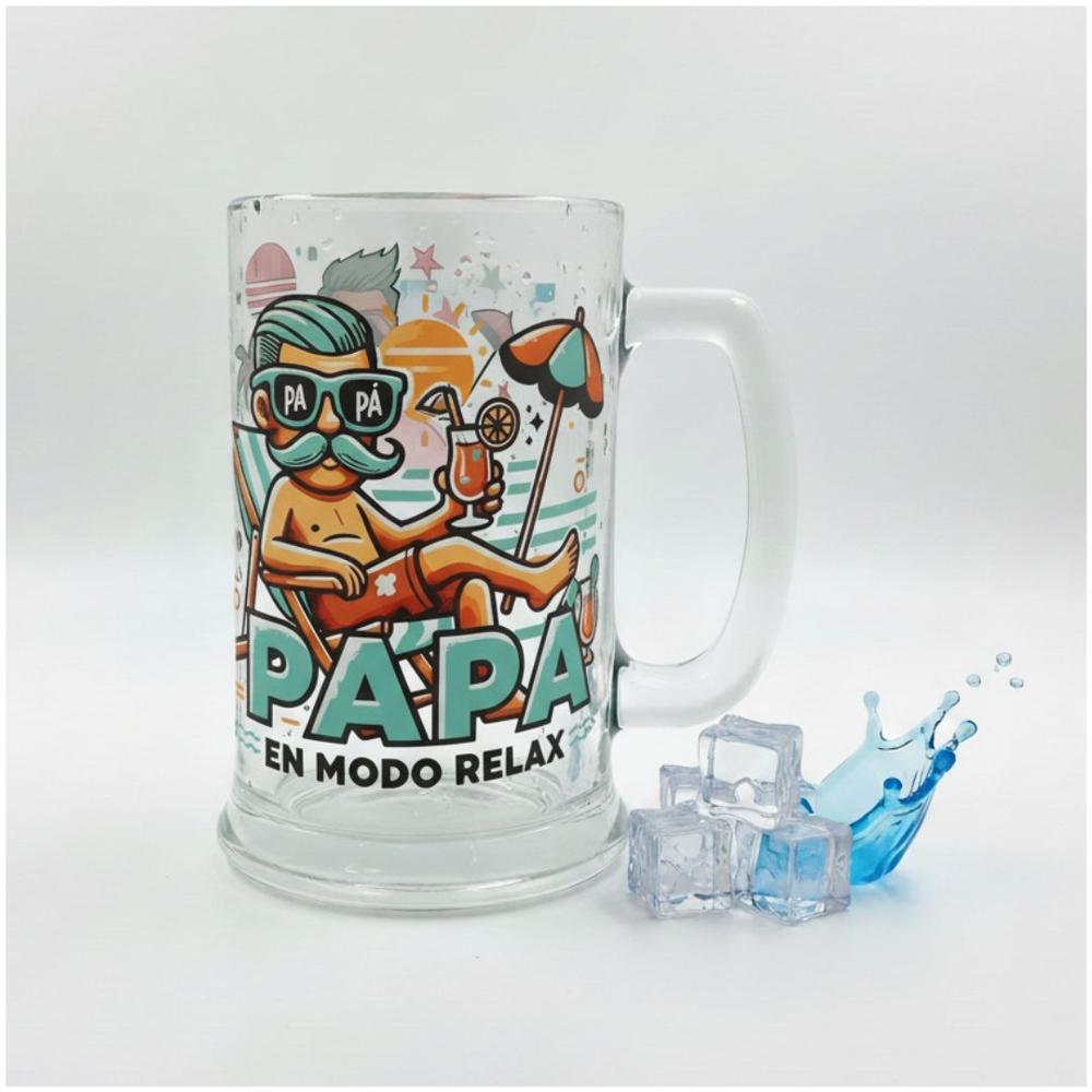 Vaso Shop de Vidrio con Asa 400 ml Día del Padre - Relax