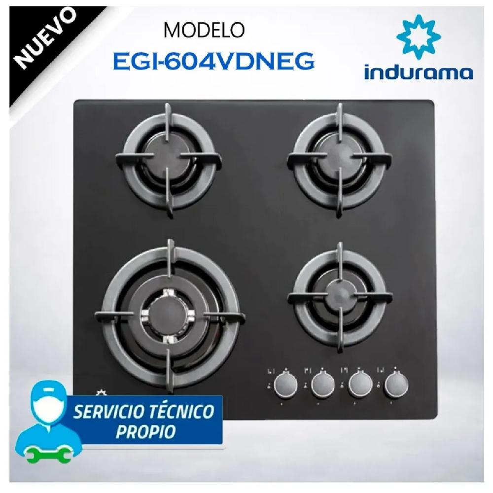 Cocina a Gas Empotrable INDURAMA EGI-604VDNEG 4 Hornillas - Negro