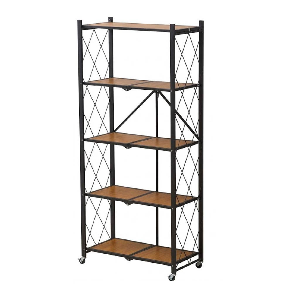 ESTANTE PLEGABLE DE MADERA Y ACERO 5 NIVELES 160 CM