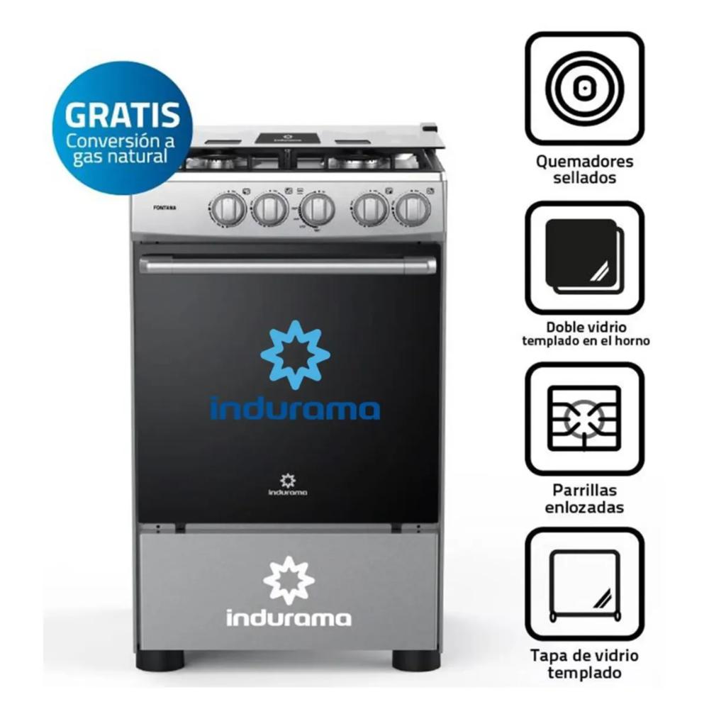 COCINA A GAS DE 4 HORNILLAS INDURAMA  FONTANA