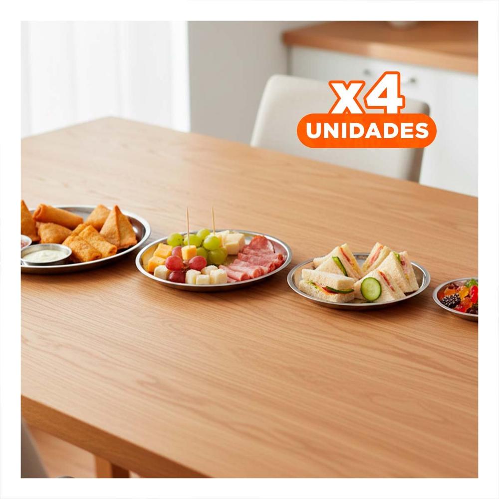 Pack4 Set de Charolas Circulares de Acero para Cocina Y Regalo Sticker