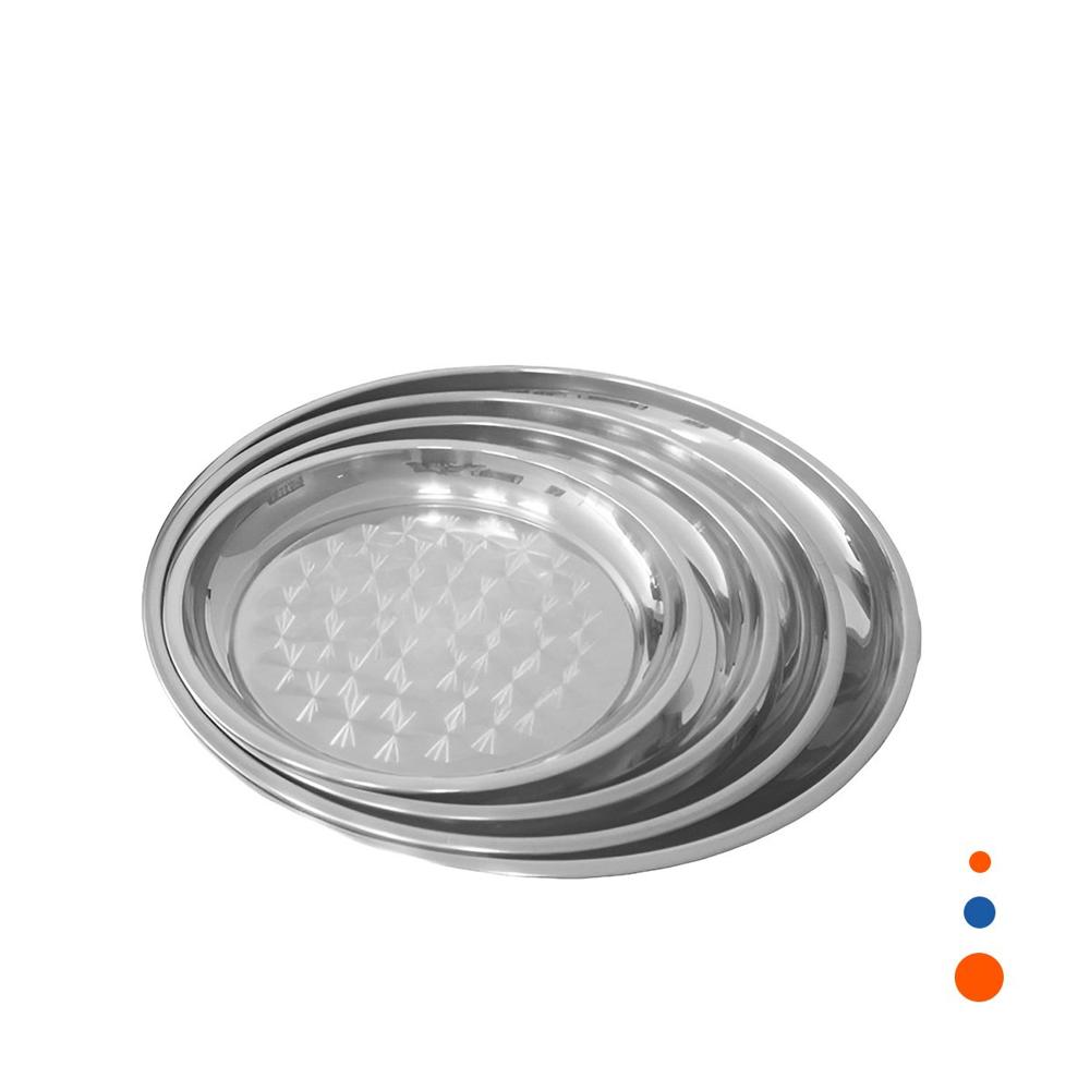 Platos de Acero Circular en Pack de 4 Piezas para Cocina Moderna Y Regalo Sticker