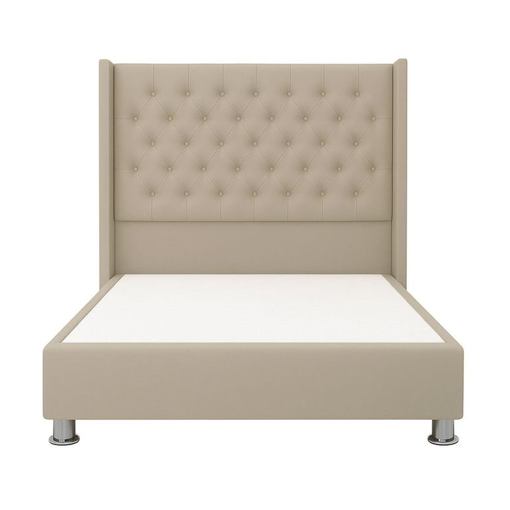 Cama Tapizada Confort Capitoné Cromo Beige 2 Plz Beige