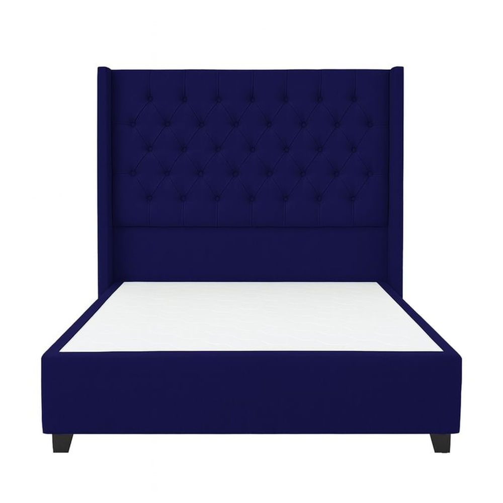 Cama Tapizada Confort Capitoné Azul 2 Plazas Azul