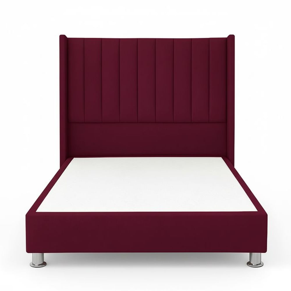 Cama Tapizada Confort Lineal Cromo Guinda 2 Plz Guinda