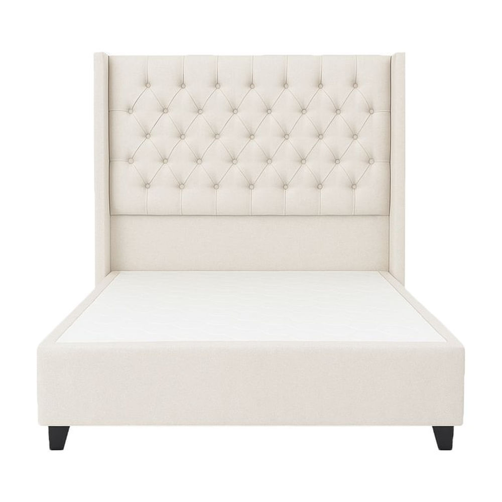 Cama Tapizada Confort Capitoné Ivory 2 Plazas Ivory