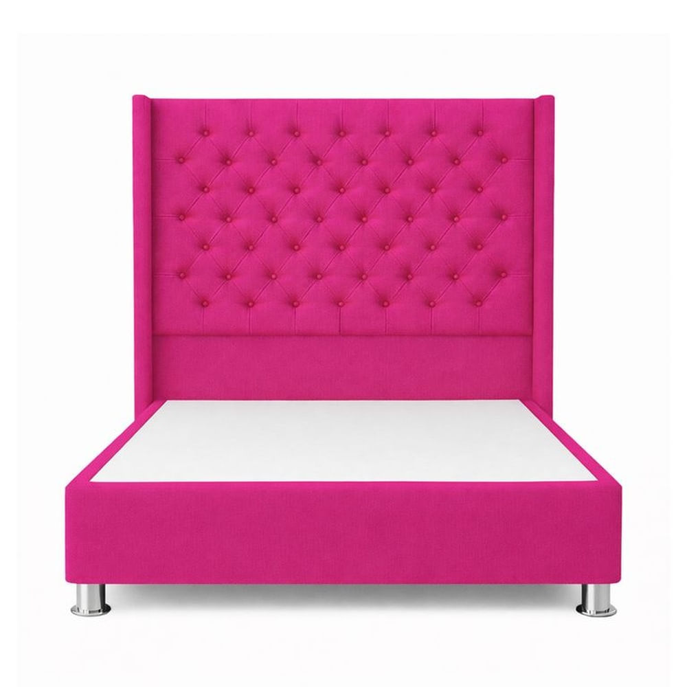 Cama Tapizada Confort Capitoné Cromo Fucsia 2 Plz Fucsia