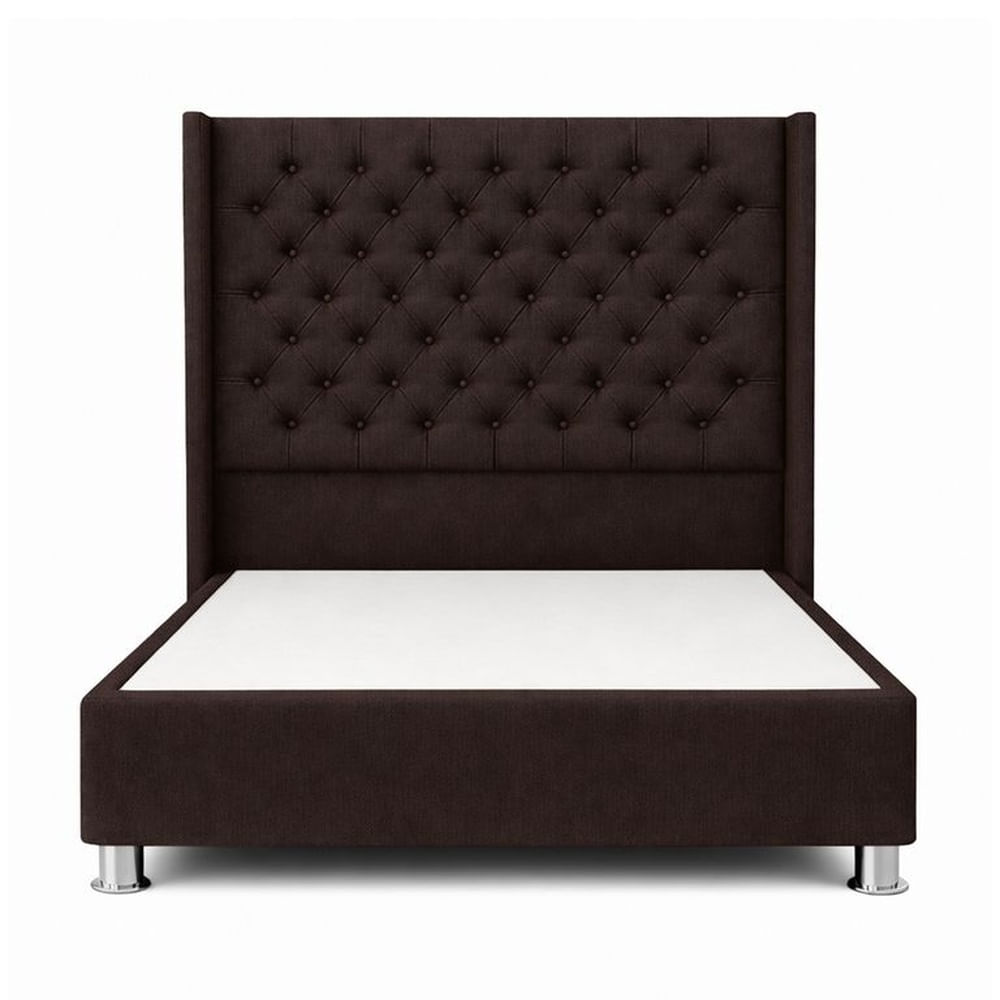 Cama Tapizada Confort Capitoné Cromo Chocolate 2 Plz Chocolate