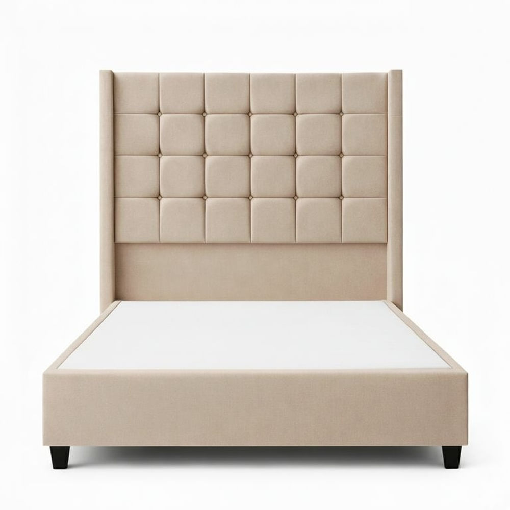 Cama Tapizada Confort Cubo Beige 2 Plazas Beige