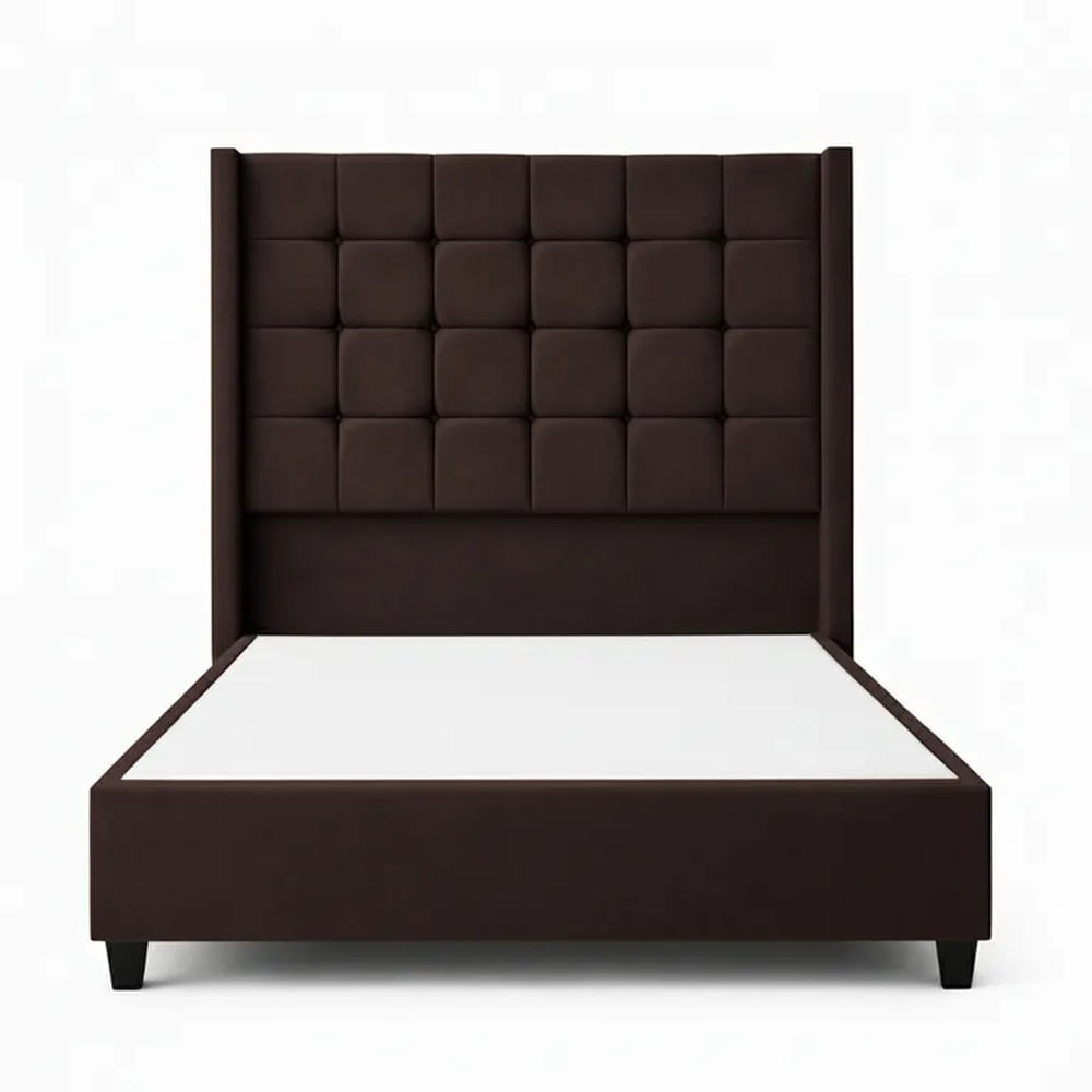 Cama Tapizada Confort Cubo Chocolate 2 Plazas Chocolate
