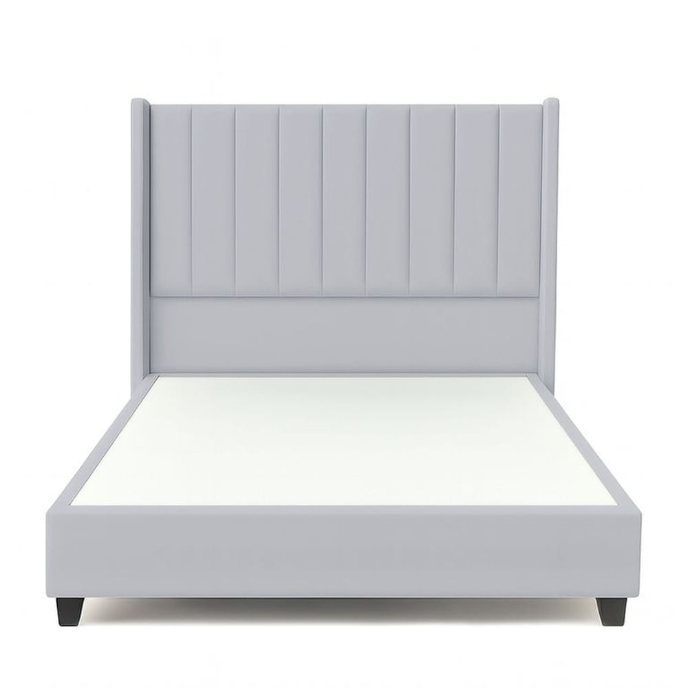 Cama Tapizada Confort Lineal Gris Claro 2 Plazas Gris Claro