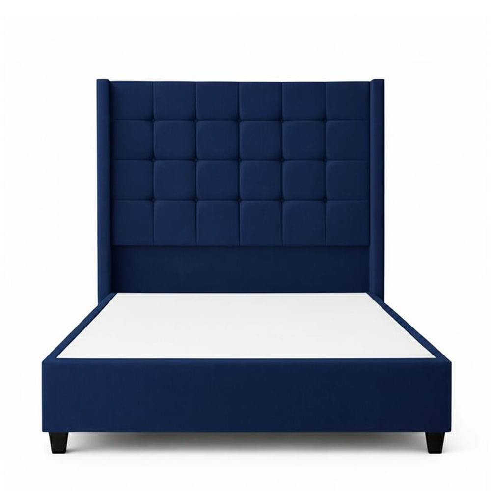 Cama Tapizada Confort Cubo Azul 2 Plazas Azul