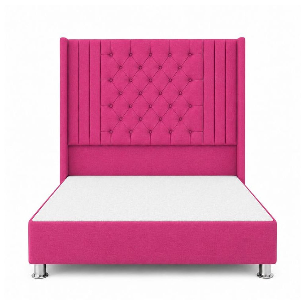 Cama Tapizada Confort Aurora Capitoné Cromo Fucsia 2 Plz Fucsia