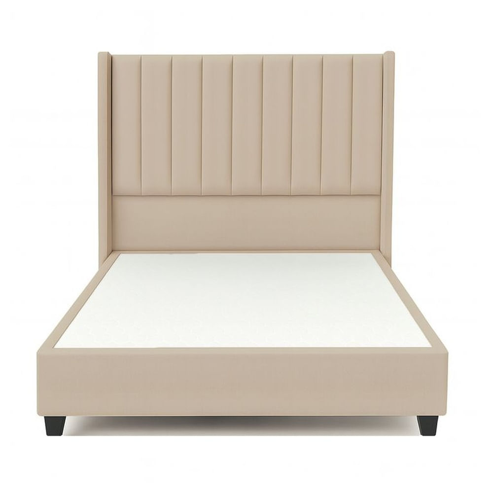 Cama Tapizada Confort Lineal Beige 2 Plazas Beige